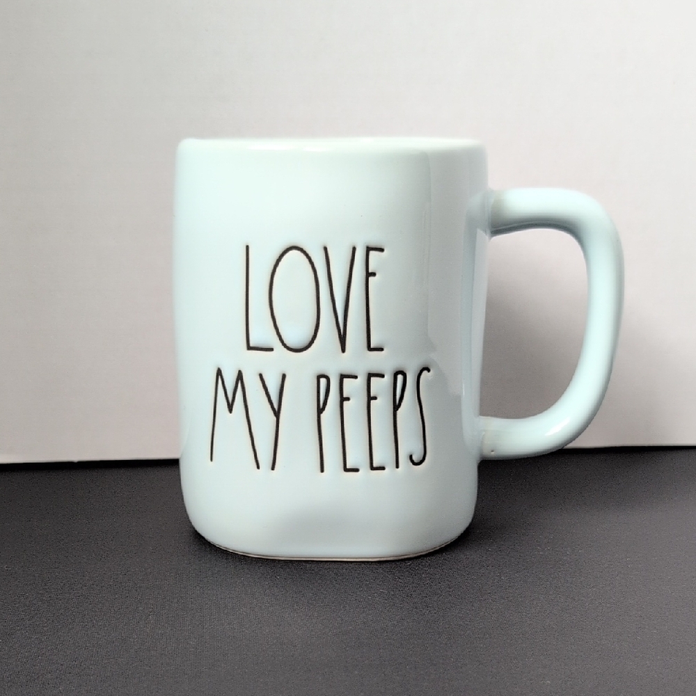 Rae Dunn Easter Love My‎ Peeps Light Blue Glossy Ceramic Mug Coffee Cup